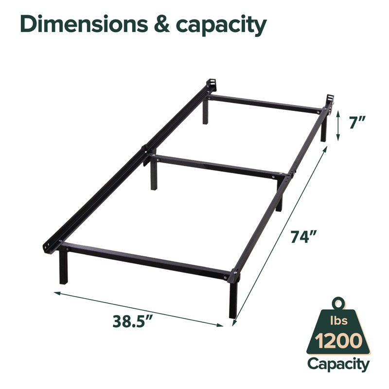 7" Steel Bed Frame, Twin, Black
