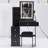 29.2" Small Size Left Bedside Cabinet Vanity Table With Cushioned Stool, 2 Ac+2 Usb Power Station, Hair Dryer Bracket, Extra Large Touch Control Sliding Led Mirror, Tri-Color Switching-1201254861