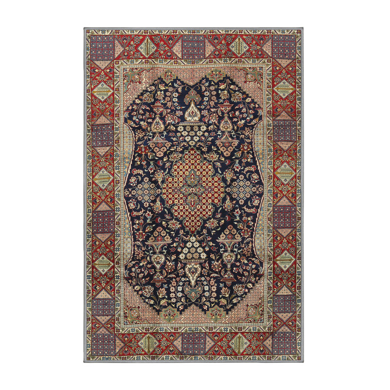 Tapis bleu/rouge/mauve Tamez, Rectangle 7 pi x 9 pi