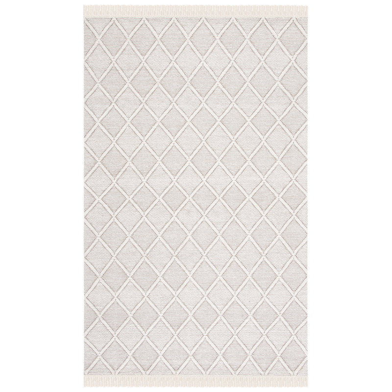 Tapis géométrique en laine et en coton tissé à la main Natura 868 avec latex, Rectangle 8 pi x 10 pi