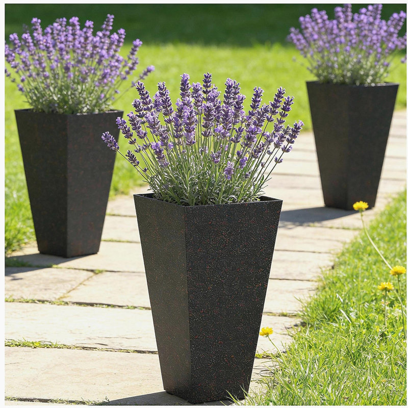 Set of 3 Flower Pots,Tall Planters, Brown