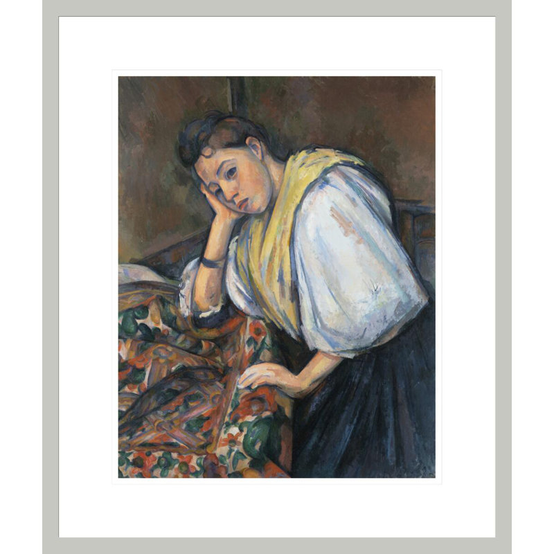 «Young Italian Woman at a Table» par Paul Cézanne, impression giclée encadrée, H 20,97 po x l 17,75 po