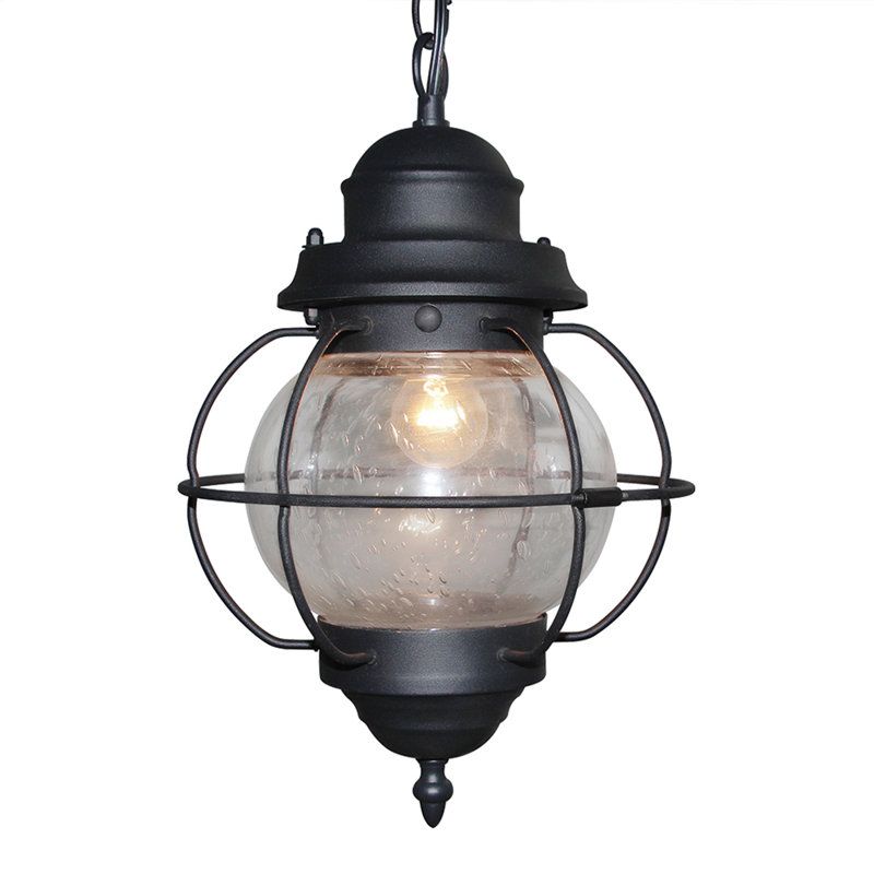 Matte Black Aluminum Globe Outdoor Pendant Light
