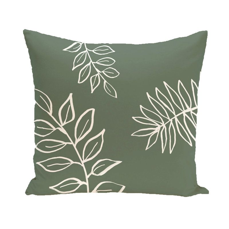 Flower Power Floral Reversible Throw Pillow, 16" H x 16" W, Green