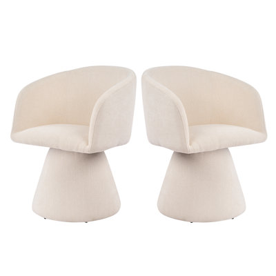 Swainswick Modern Sculptural Upholstered Swivel Dining Chairs with Pedestal Base