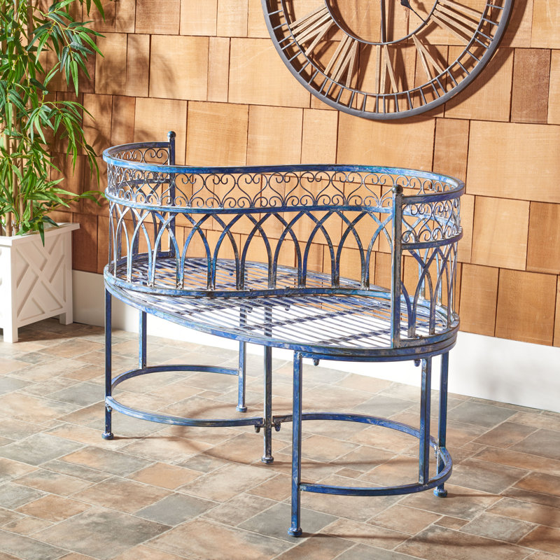 Banc tête-à-tête en fer Yelverton, Bleu antique