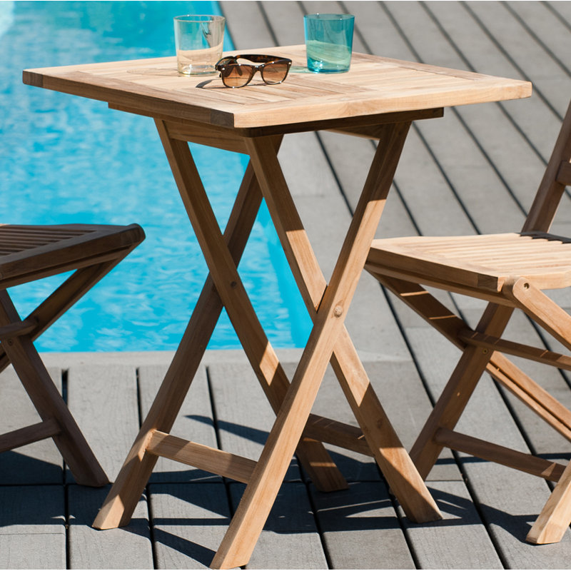 Woehler Square Teak Folding Outdoor Dining Table , cm W cm D, 76cm H x 60cm W x 60cm D