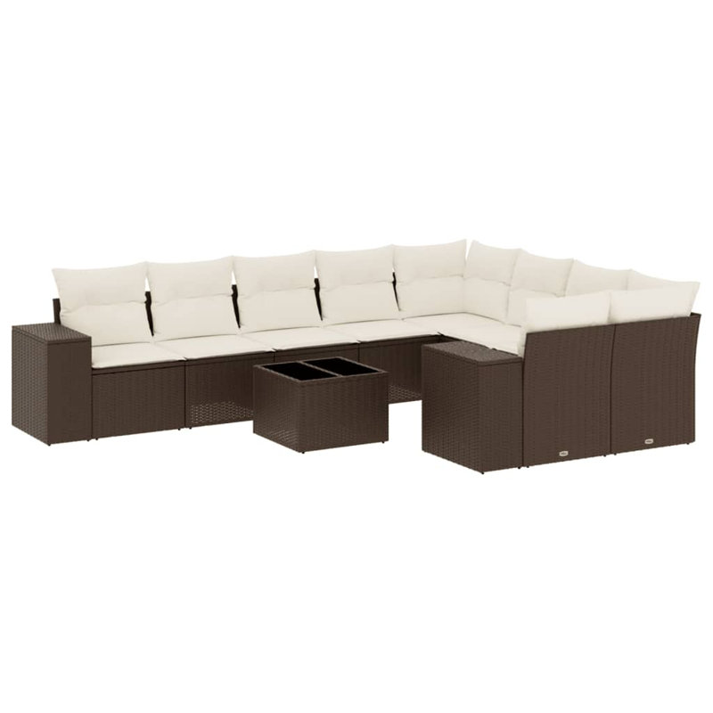 Ensemble de canapé de jardin Vidaxl brun, blanc crème