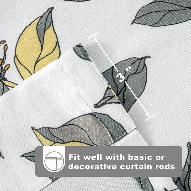 Abdouallah Blackout Curtain Single Panel, Yellow/Gray, 25" W x 47" L