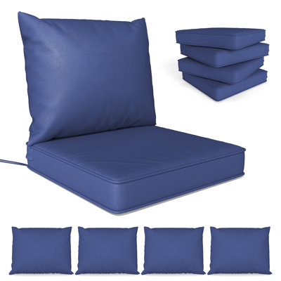 4-Piece Outdoor Chair Cushion Set, 21" x 21", Water-Resistant Patio Seat & Back Cushions with 25D Foam, Non-Slip & Machine-Washable