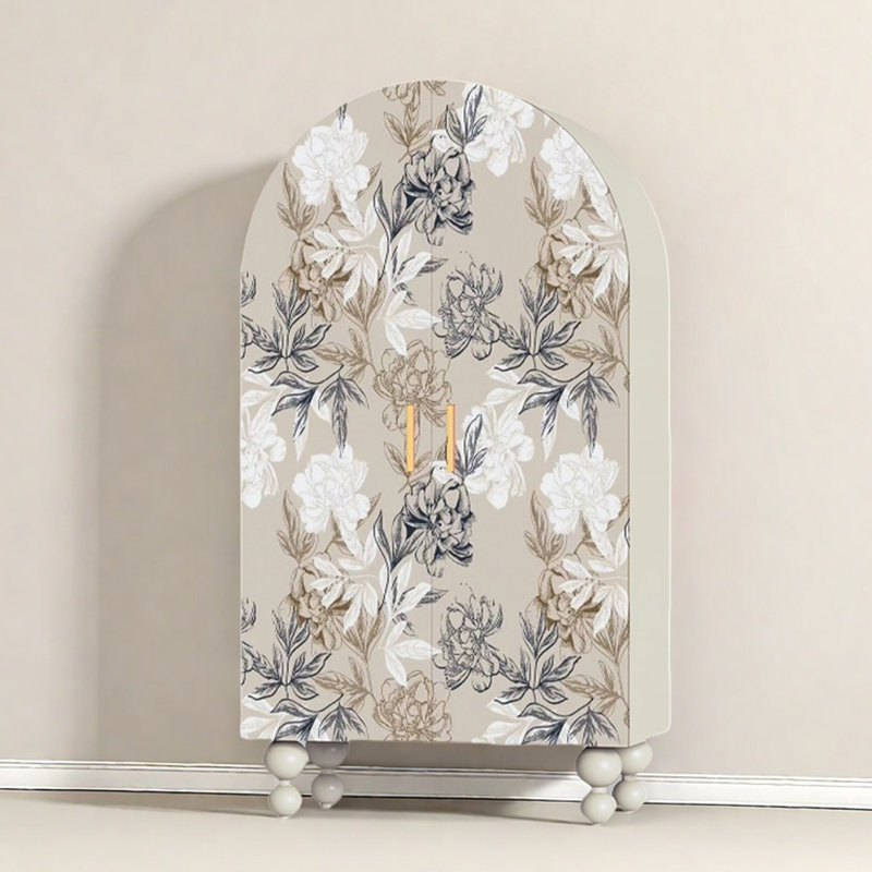 Armoire-penderie moderne à double porte arquée, Ivoire blanc