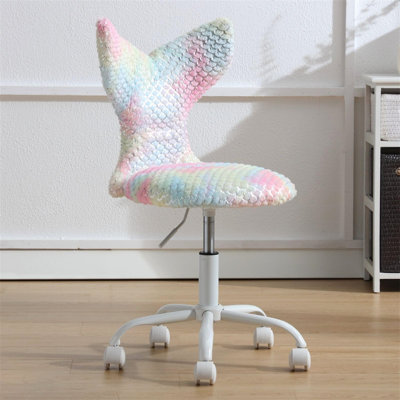 YHSNFJING Faux Fur Task Chair with Wheels