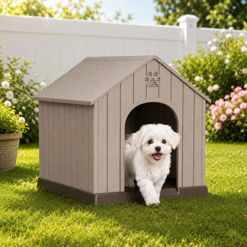 Niche pour chien en plastique toutes saisons, Gris