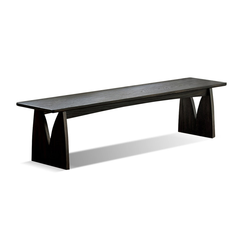 Black Solid Wood Bench, 15.75" H x 55.12" W x 14.17" D
