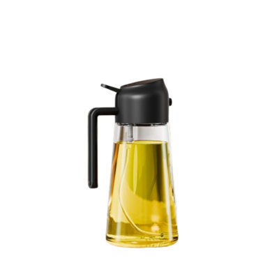 20 oz Glass Oil Dispenser – Leakproof Olive Oil Bottle With Flip Cap (black)