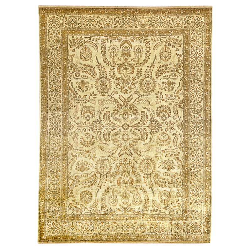 Tapis beige noué à la main de haute qualité