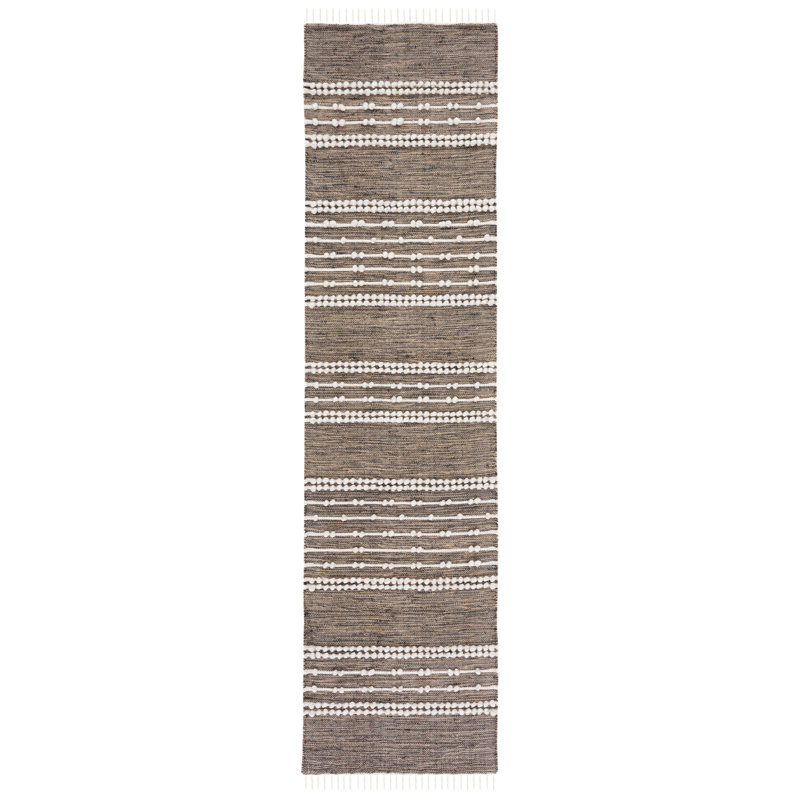 Tapis rayé en jute / laine Malsbury, Tapis de couloir 2 pi 3 po x 9 pi