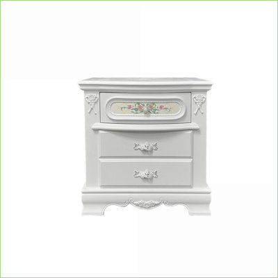 White 2-Drawer Nightstand with Floral Accents