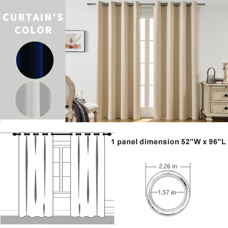 Utopia Alley Designs Solid Blackout Window Curtains For Bedrooms And Living Rooms, Polyester Curtains, 2 Panels Set, (52" W × 96" L)