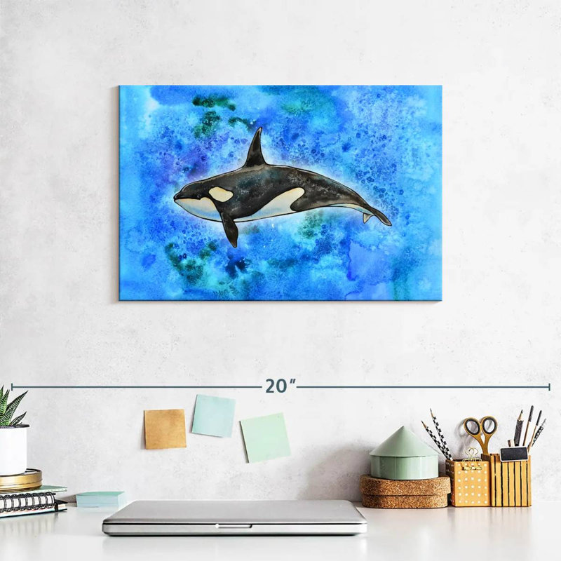 Brampt Orca On Blue, 8'' H x 12'' W