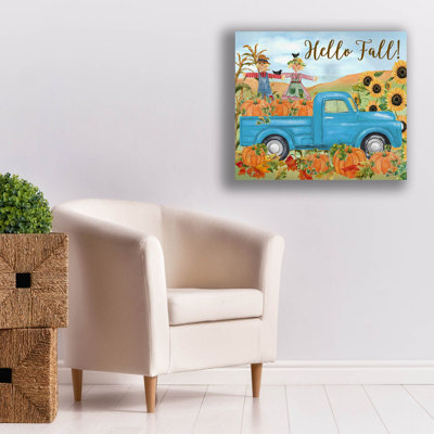 «The Pumpkin Patch Truck D» par Jean Plout, art mural sur toile, 30 po x 26 po