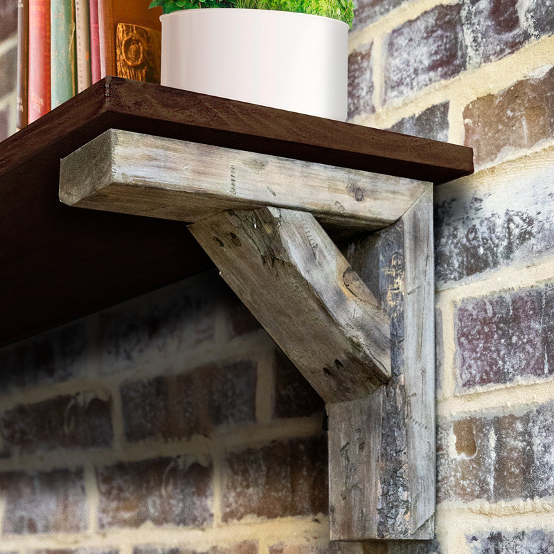 Reclaimed Gray Weathered Wood Farmhouse Shelf Bracket Set