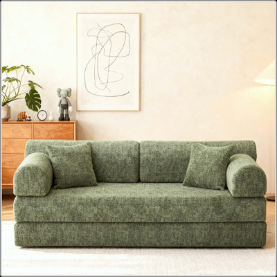 4-in-1 Convertible Sleeper Sofa Bed with Boucle Fabric and High-Resilience Foam