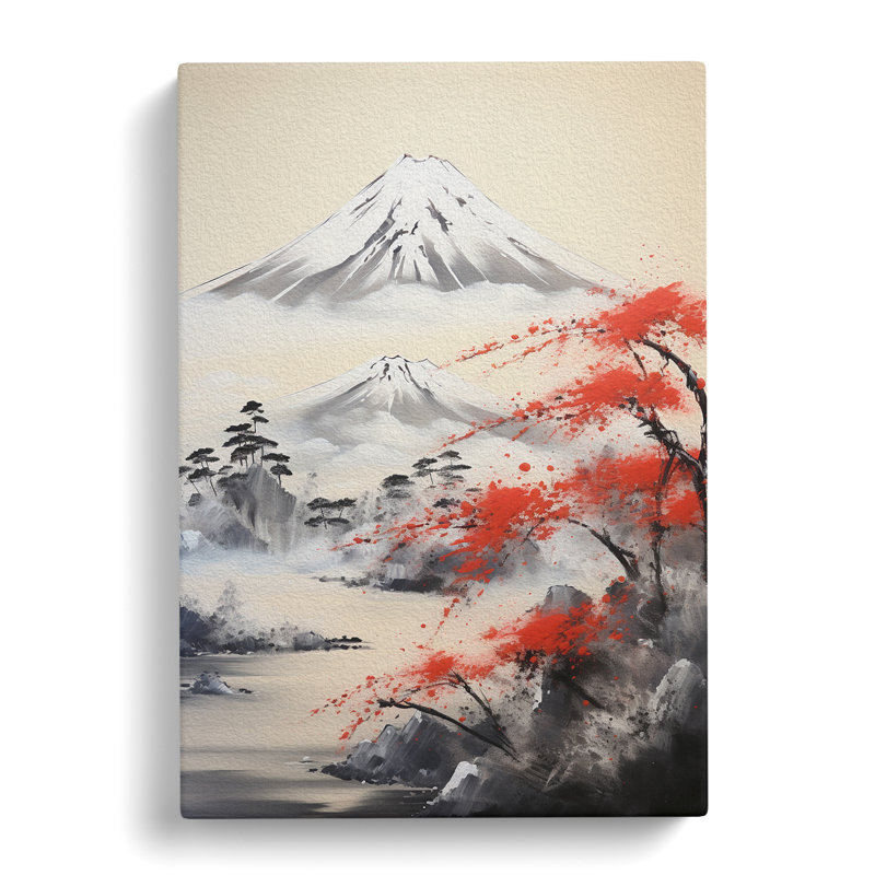 Mount Fuji Gestural Art - Wrapped Canvas, 76cm H x 50cm W x 3cm D