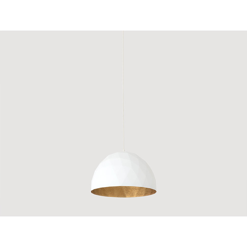Sandown 1 - Light Dome Pendant, White/Gold, White, 90cm H x 35cm W x 35cm D