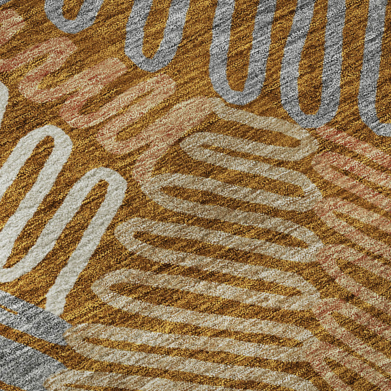 Premium Machine Washable Prisco Paprika Rug, Rectangle 3' x 5'