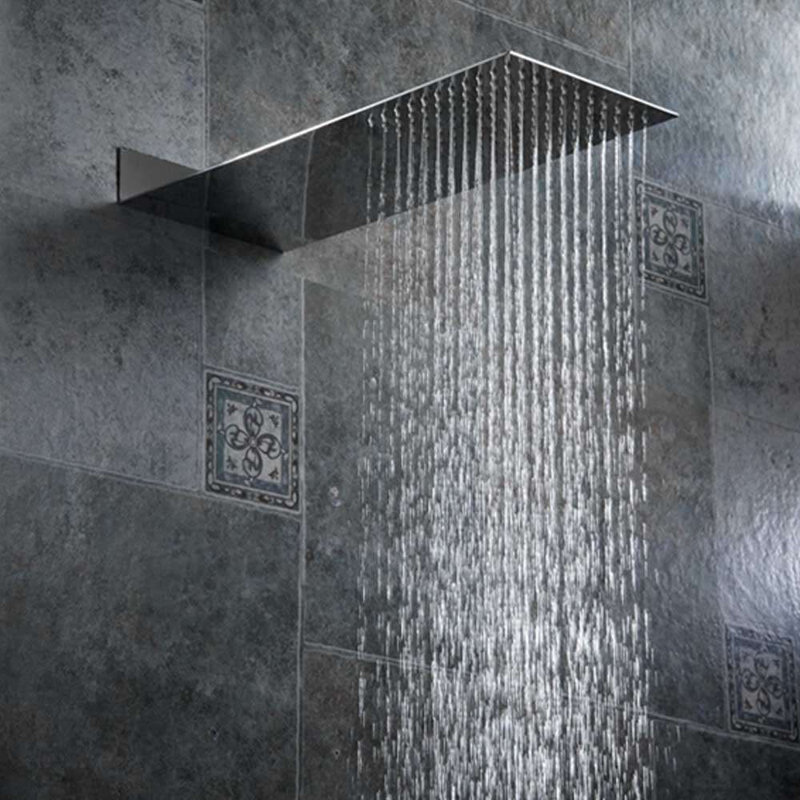 Tête de douche à pluie murale chromée Naples - Design carré moderne pour salles de bain contemporaines