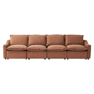141.73'' Oversized Modular Power Reclining Sofa, 4-Seater Couch with Dual Power Recliners, USB & Type-C Charging Ports, Pet-Friendly Stain Resistant Upholstery, Down Filled Cushions