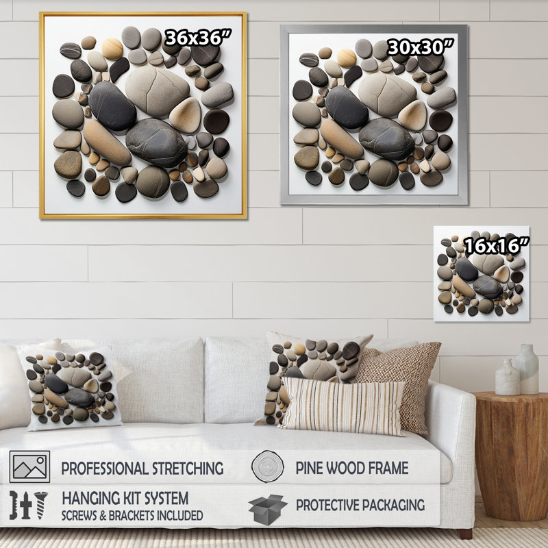 Beach Photo Harmonious Balance I, H 24 po x l 24 po x P 1 po, Cadre flottant doré