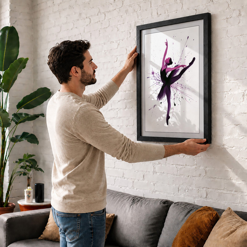 Dancer in Motion Modern - Framed Print, Oak, A4 - 29.7 x 21.0 cm