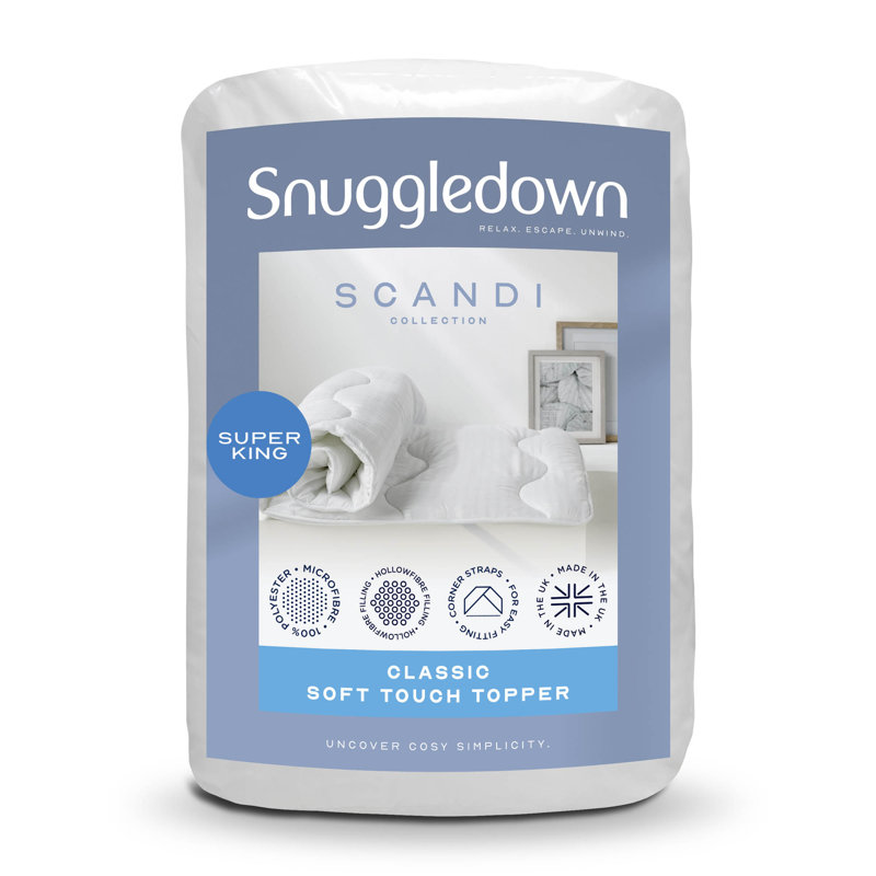 Snuggledown Scandinavian Hollowfibre Quilted Soft Touch Mattress Topper Machine Washable, Double (4'6)