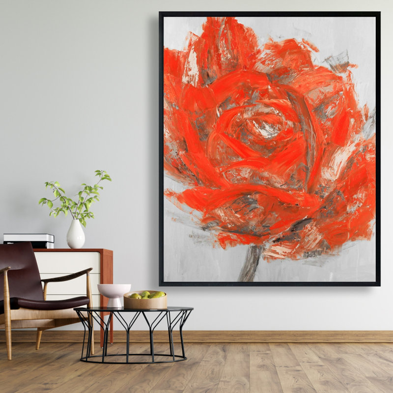 Abstract Red Flower Print On Canvas