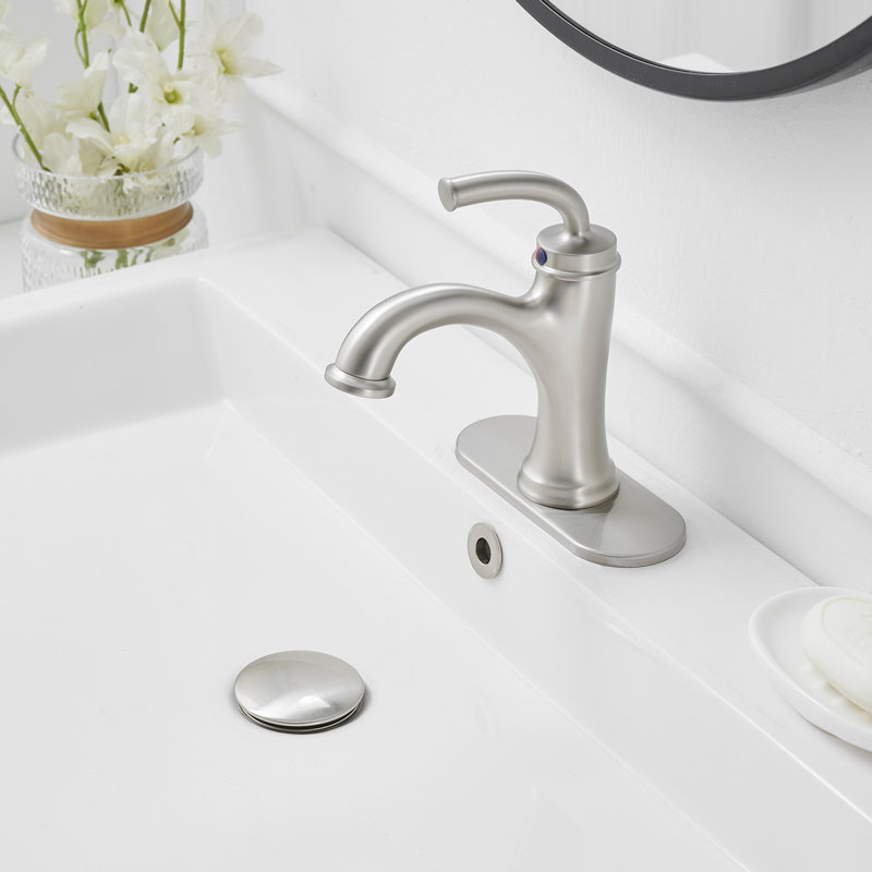 Single-Hole Single-handle Bathroom Faucet with Drain Assembly, Brushed Nickel