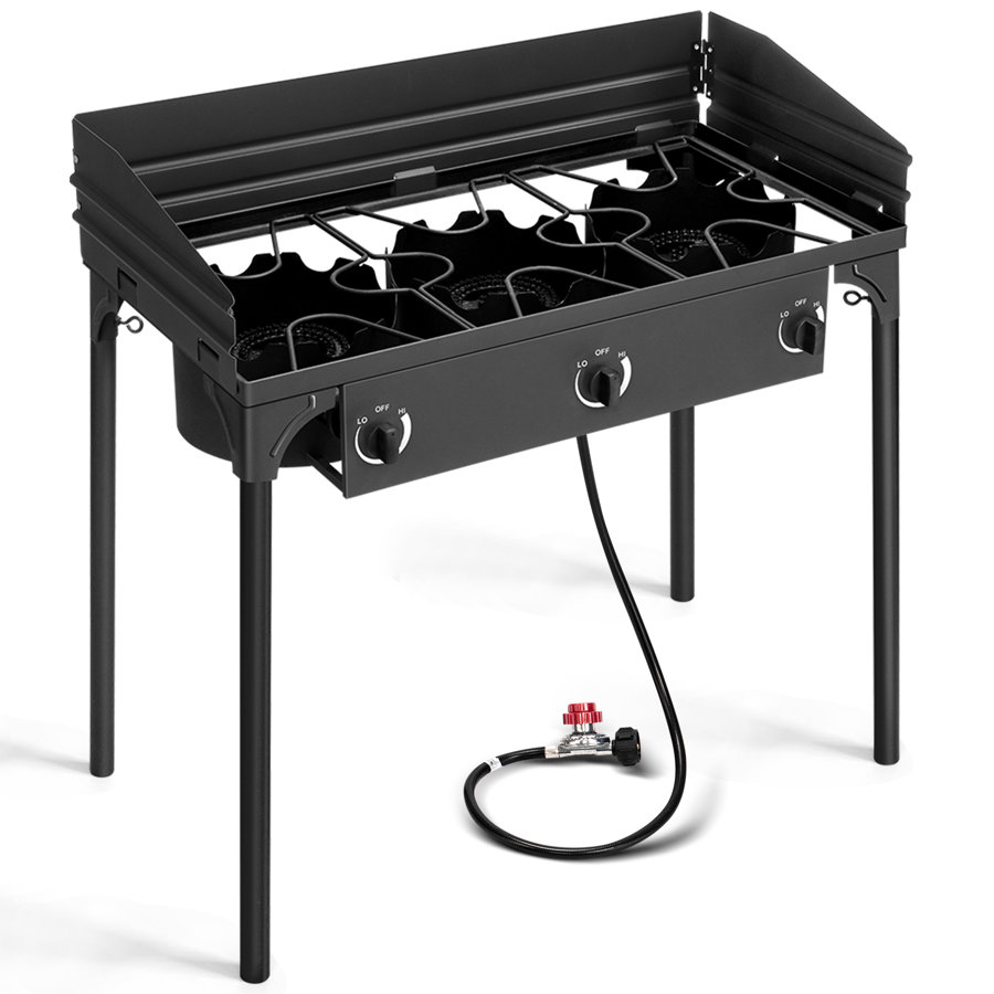 3 - Burner High Pressure Propane Outdoor Stove with Windscreen