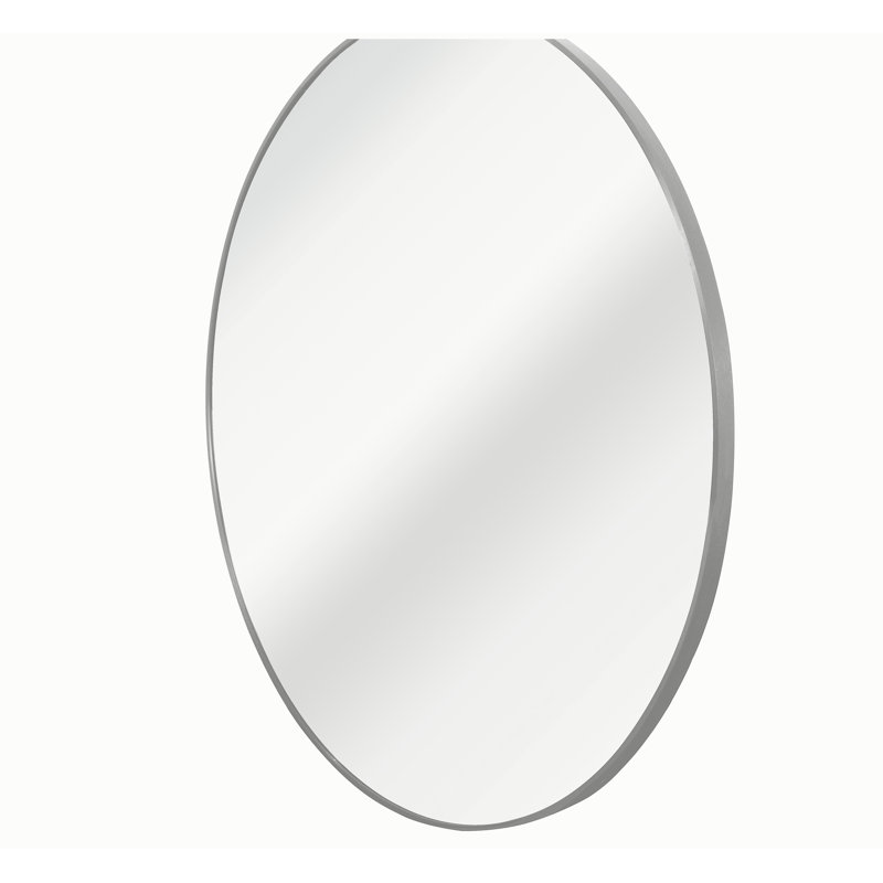 Metal Framed Bathrrom Mirror for Wall, Silver, Round, 36" x 36"