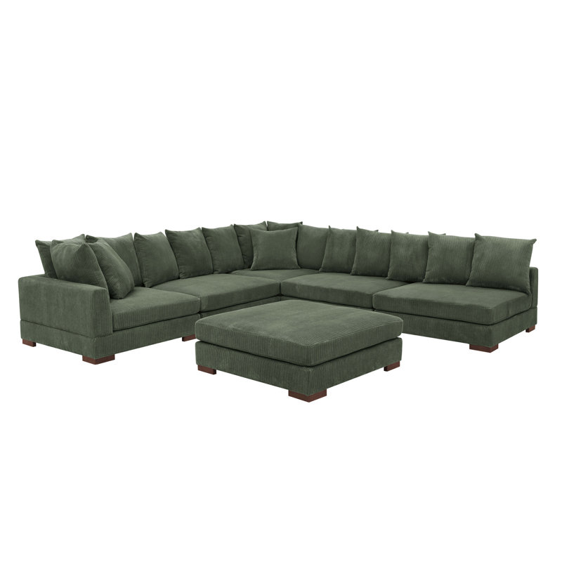 Large Seating Corduroy Modular Sleeper Sectional, Customizable And Comfortable For Modern Living Spaces