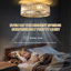 Ventilateur de plafond 19,29 "encastré en cristal doré avec lumières et télécommande pour chambre à coucher et salle à manger