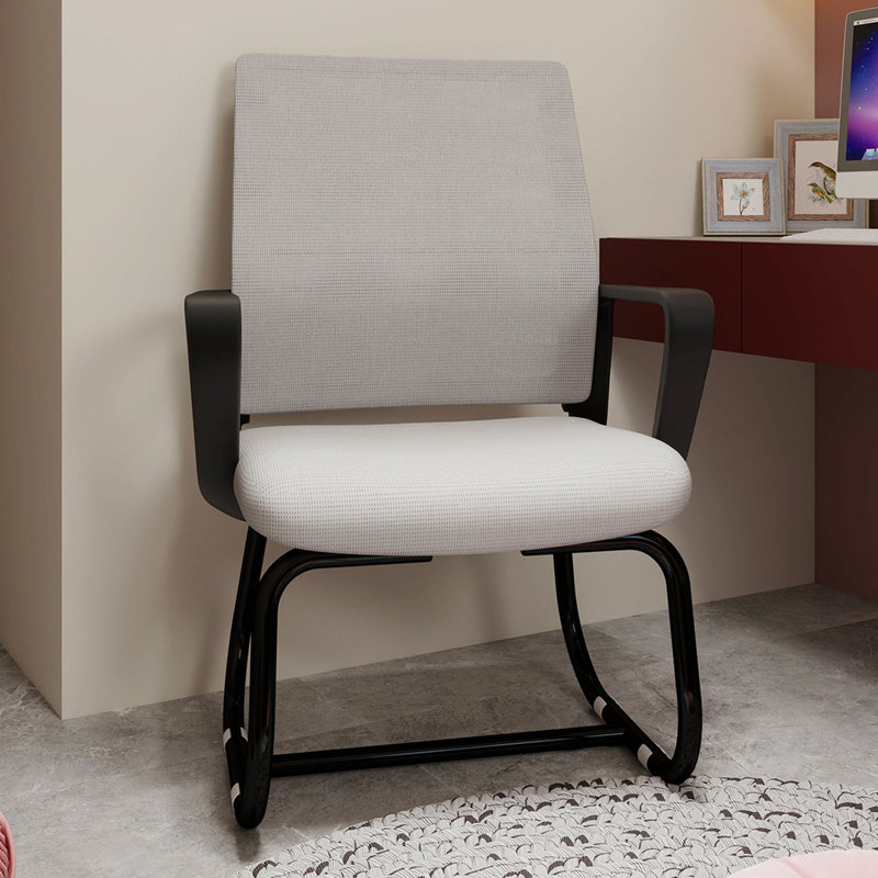 Chaise de bureau Minimalist Modern - Structure en métal, douce et confortable, pour la maison et le bureau, Gray Fabric, Noir
