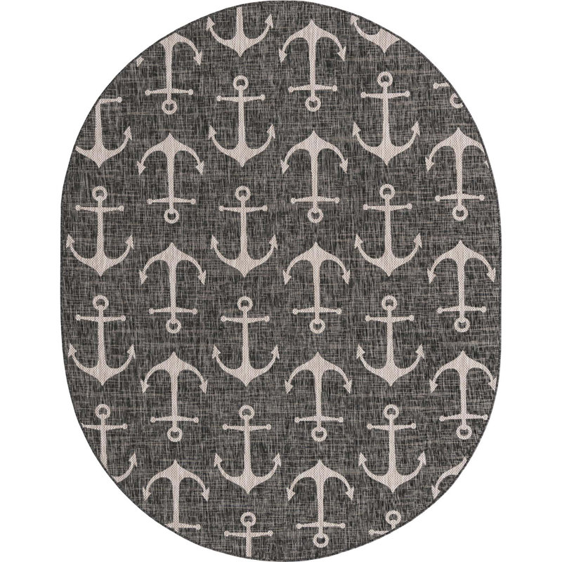 Tapis gris anthracite intérieur / extérieur Glidden, Ovale 7 pi 10 po x 10 pi