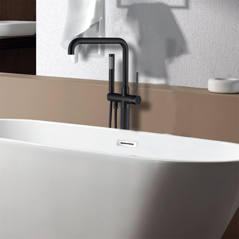 Robinet de baignoire à fixation au sol, Noir mat