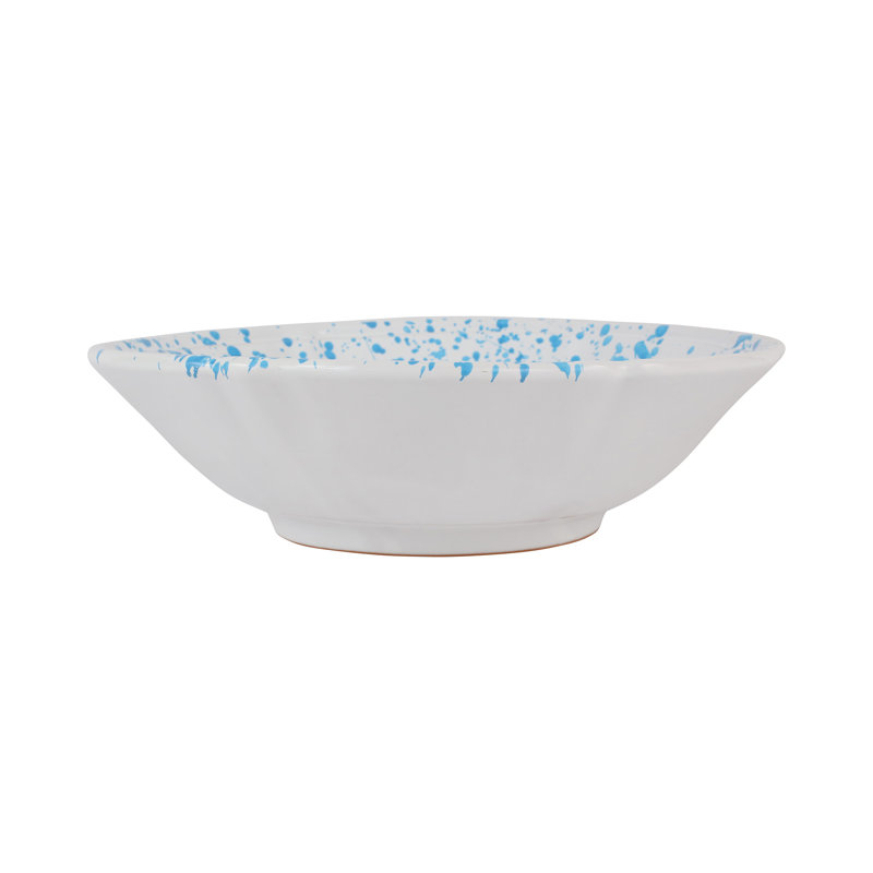 VIETRI Amalfitana Terra Cotta Serving Bowl, Aqua