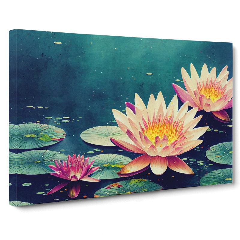 XXX-H1022-WF-10102X Water Lily Pond Painted Vol.3 - Wrapped Canvas Painting, 35cm H x 50cm W x 3cm D