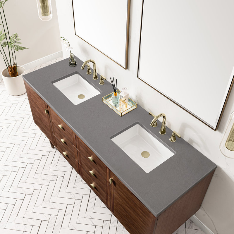 Amberly 60" Double Bathroom Vanity Set, Charcoal Soapstone, 8" Widespread, 72"