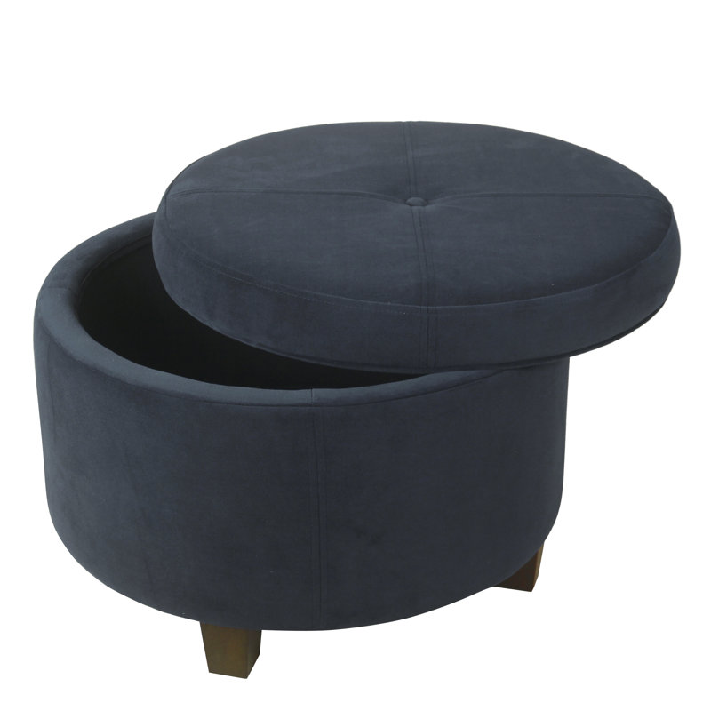 Repose-pieds rond avec rangement 24 po, Velours marine