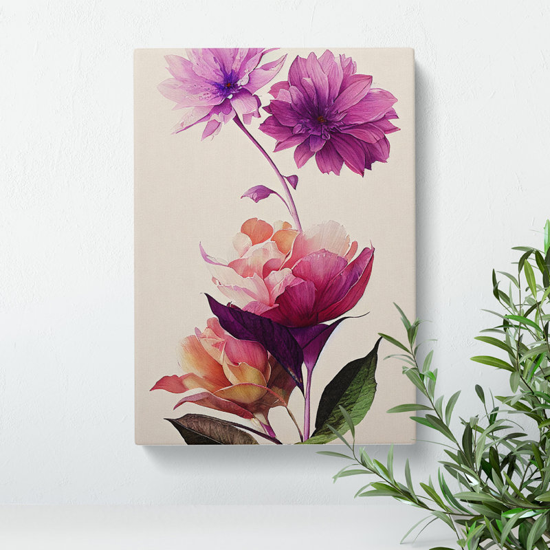 Flowers Watercolour No.4 - Wrapped Canvas Print, 50cm H x 35cm W x 3cm D