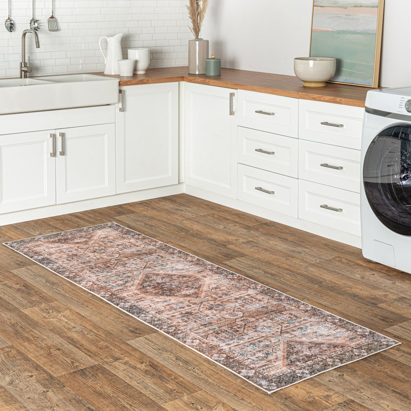 Ecker Medallion Machine Washable Area Rug for Living Room Bedroom Dining Room Kitchen, Runner 2'6" x 6'
